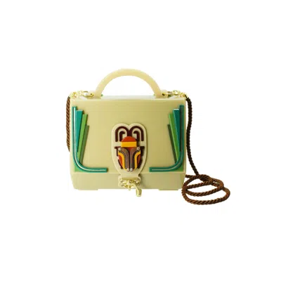 Gissa Bicalho Women's Neutrals / Green Handmade Acrylic Clutch Chest Scarab Topaz