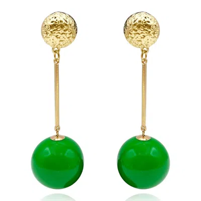 Michael Nash Jewelry Women's Green And Gold Ball Drop Earrings