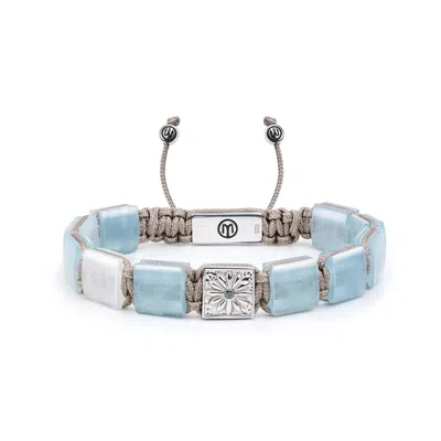 Mahigan Women's Brown / Silver / Blue Silver Flat-bead Bracelet With Aquamarines