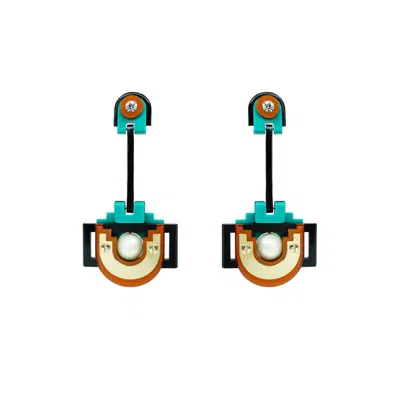 Gissa Bicalho Women's Handmade Acrylic Earring Long Maya / Turquoise Green