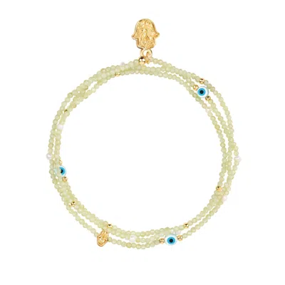 Karma And Luck Women's Green Enthusiastic Spirit - Peridot August Birthstone Wrap