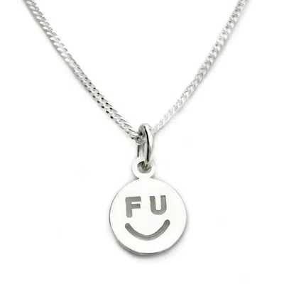 Litzi Women's Silver F U Happy Face Pendant