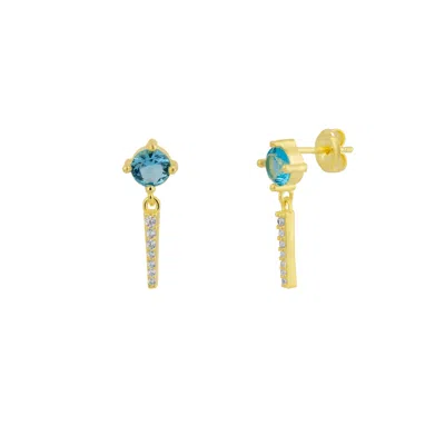 Spero London Women's Gold / Blue Sterling Silver Blue Gemstone Spike Charm Sodalite Earrings - Pair