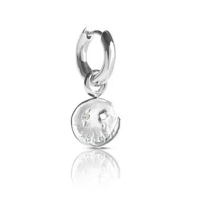 Kasun Women's Smile Hoop Earrings – March – Aquamarine – Silver