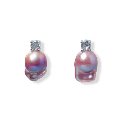 Ninemoo Women's Pink / Purple Aurora Pink Baroque Pearl Earrings