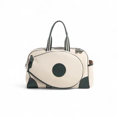 Jocosa Women's Tennis Bag – Ivory & Green With  Green - White Strap