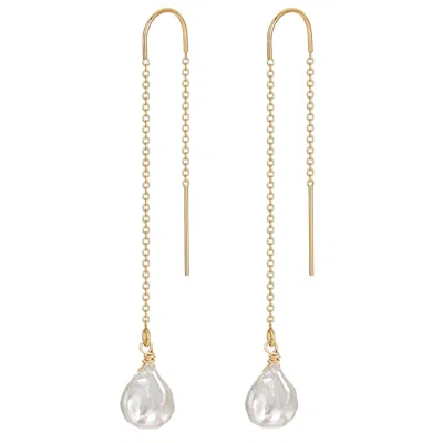 Katy Faye Women's Gold / White Sia Pearl Threader Earrings