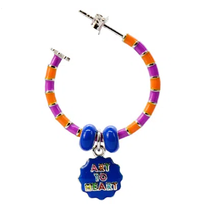 Pinnole Women's Blue / Pink / Purple Art To Heart Earring Mix