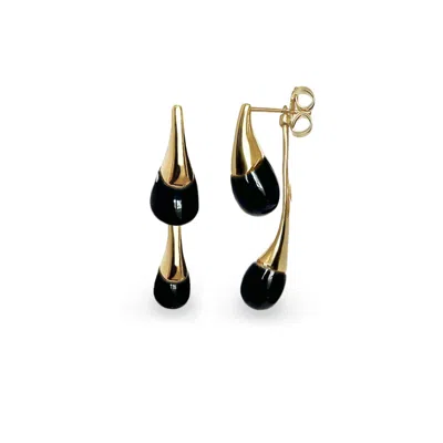 Gold & Honey Women's Gold / Black Interchangeable Double Drop Earrings In Black