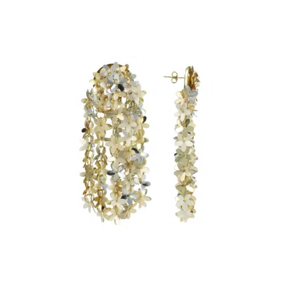 Lott. Gioielli Women's Silver / Neutrals / Gold Silver Gold Sequin Flower Rain Earrings