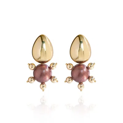 Saule Label Women's Gold / Brown Tulia Earrings In Chocolate Cherry
