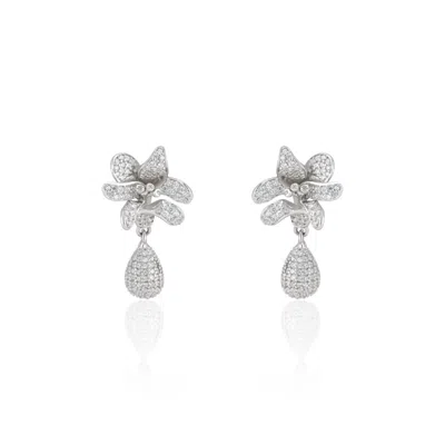 Callista By Vinita Women's Silver Lily Earrings