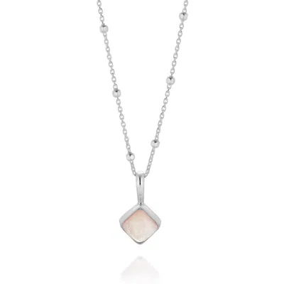 Nellou Jewellery Women's Pink / Purple Rose Quartz Diamond Necklace Sterling Silver