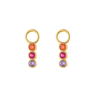 Outofoffice Women's Gold Three Color Round Earring Charm Acessory