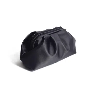 Springmoonatelier Women's Royal Black Satin Evening Bag