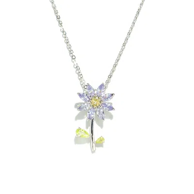 I'mmany London Women's Pink / Purple Garden Tales Crystal Daisy Sterling Silver Pendant Necklace, Lilac