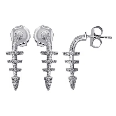 Artisan Women's Natural Diamond Spike Spiral Dangle Earrings In White Gold
