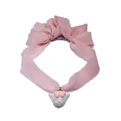 H2 Studio Women's Pink / Purple Angry Puss Baby Pink Silk Necklace Choker