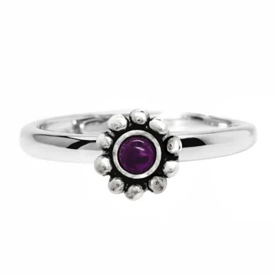 Unaloe Women's Sterling Silver Violet With Stone Ring