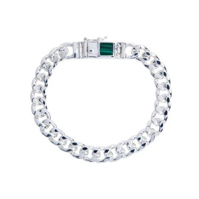 Armature Women's Silver / Green Malachite Bon Bon Curb Chain Bracelet