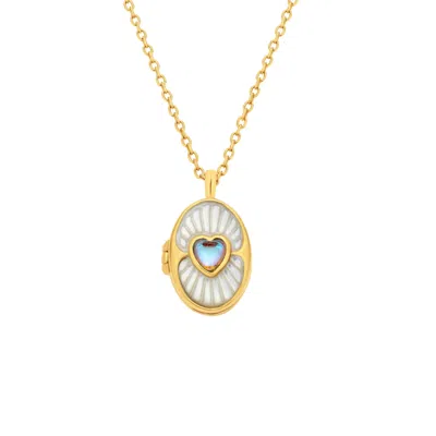 La Kaiser Women's Gold Mother Of Pearl Dive In Deep Locket
