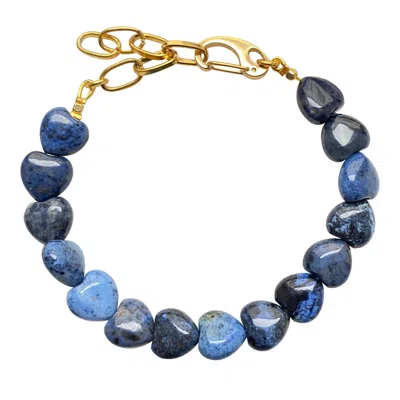 Smilla Brav Women's Gold / Blue Dumortierite Heart Bracelet