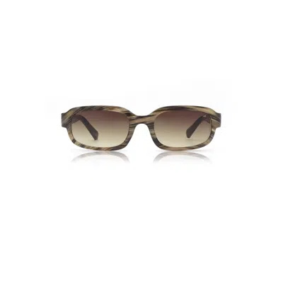 A. Kjærbede Women's Brown Will Sunglasses Striped Horn