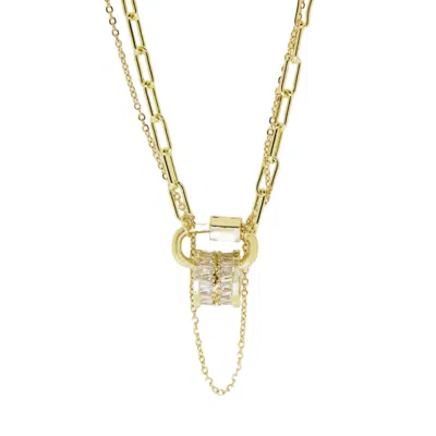 Vicky&nico Women's Gold Be Loved Double Pendant Layered Necklace - Crystal Carabiner