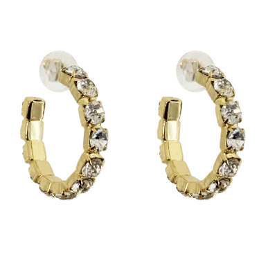 Laura Gray Women's White Diamond Crystal Hoop Earrings