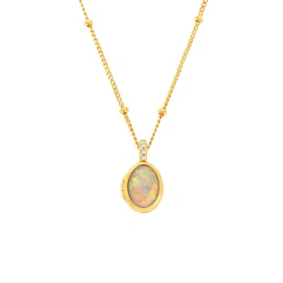 La Kaiser Women's Gold Opal Hidden Journey Locket