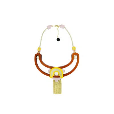 Gissa Bicalho Women's Handmade Acrylic Necklace Tikal Brown