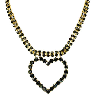 Laura Gray Women's Dark Blue Crystal Heart Necklace