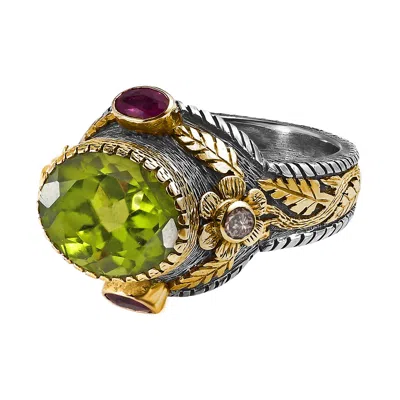 Emma Chapman Jewels Women's Pink / Purple / Gold Peridot Sapphire Diamond Cocktail Ring In Multi