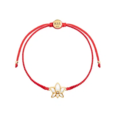 Karma And Luck Women's Obstacle Crusher - Red String Lotus Charm Bracelet
