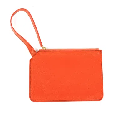 Sjw Bags London Women's Yellow / Orange Marissa Leather Clutch/wristlet- Burnt Orange