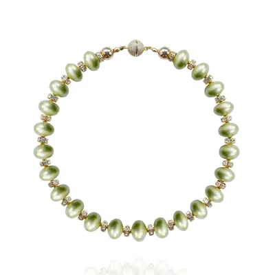 Saule Label Women's Gold / Green Mika Necklace In Lime Twist