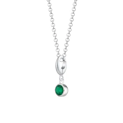 Lily Charmed Women's Sterling Silver May Birthstone Charm Necklace - Emerald