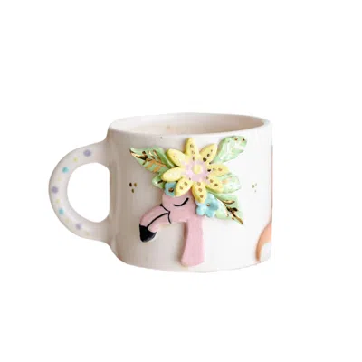 Anatoliacraft Pink / Purple Handmade Ceramic Flamingo Bloom Mug