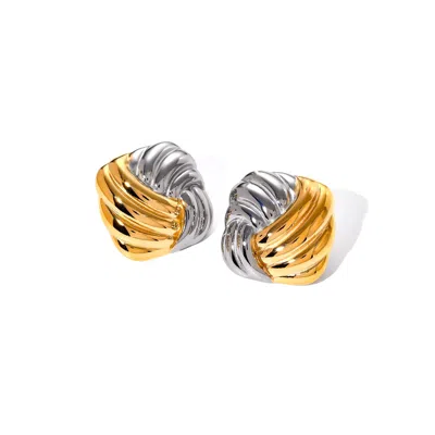 Outofoffice Women's Italian Gold Statement Chunky Silver Sterling Silver Modern Hoops Mixed Metal