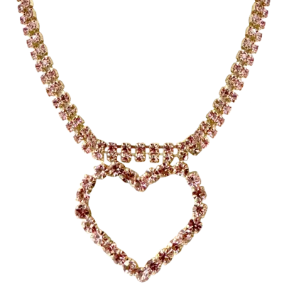 Laura Gray Women's Pink / Purple Pink Crystal Heart Necklace In Multi
