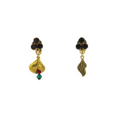 Vickisarge Women's Gold / Red Yuletide Red Shell Charm Earrings - Clip