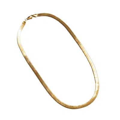 Outofoffice Women's Gold Snake Thin Chain Necklace Herringbone Classic Traditional Layering Staple