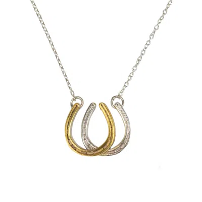 Simon Kemp Jewellers Women's Double Horseshoe Pendant Eighteen Carat Gold On Solid Sterling Silver