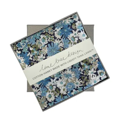 Lime Tree Design Men's Single Boxed Hanky Made With Liberty Fabric Blue Libby