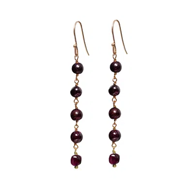 Mirabelle Jewellery Women's Red Organic Five Stone Round Garnet Earrings