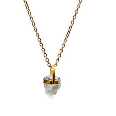 Mirabelle Jewellery Women's Gold / Neutrals Raw  Short Rock Crystal On Simple Chain