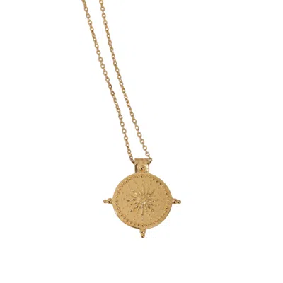 Bermuda Watch Company Women's Annie Apple Soleil Gold Sun Coin Necklace Stainless Steel