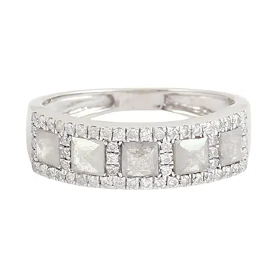 Artisan Women's Natural Square Cut Ice Diamond Band Ring In White Gold