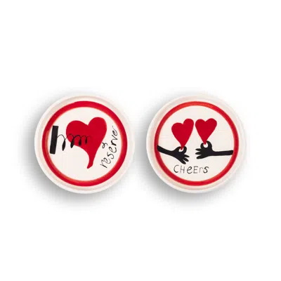 Feeling Good Inside Red / White Cheers Reserved Mini Plate Set– L'amour Paris