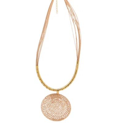 Nart Nature Making Art Women's Neutrals / Gold The Dream Catcher Buriti Natural Fiber Necklace